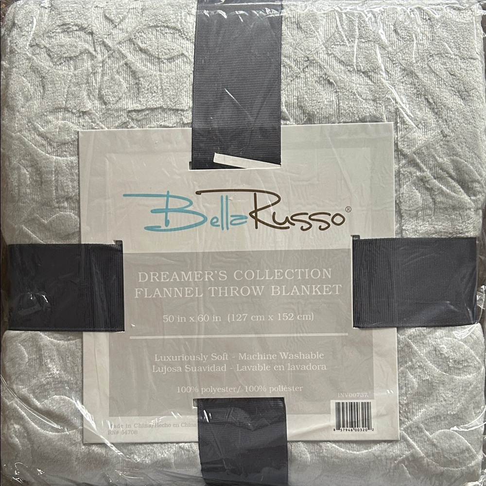 Bella Russo Dreamer's Collection Silver Flannel Throw Blanket